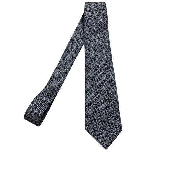 Brooks Brothers XL Navy & Silver Geometric Pattern 100% Silk Tie - Picture 4 of 7